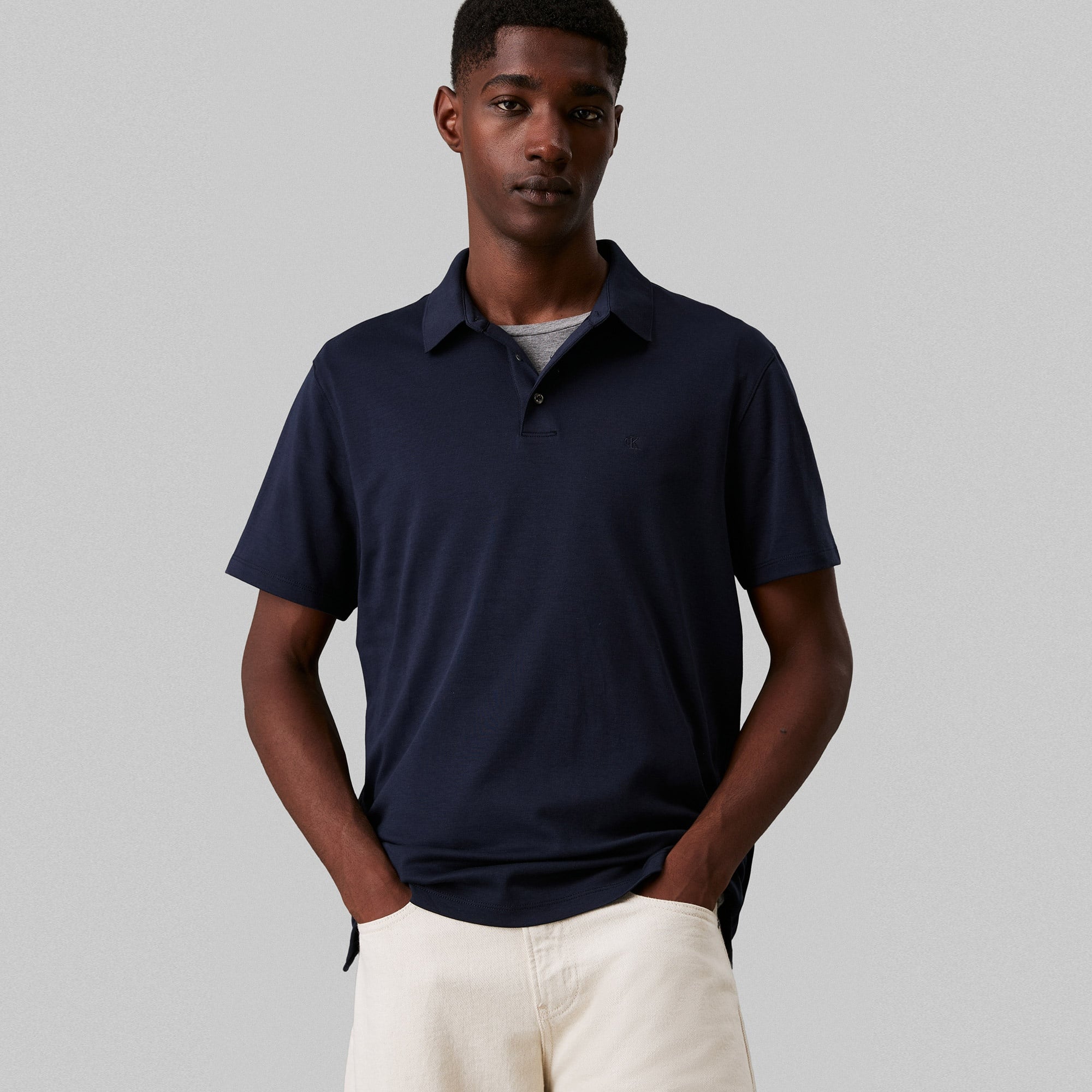 Calvin Klein Supima Erkek Lacivert Polo
