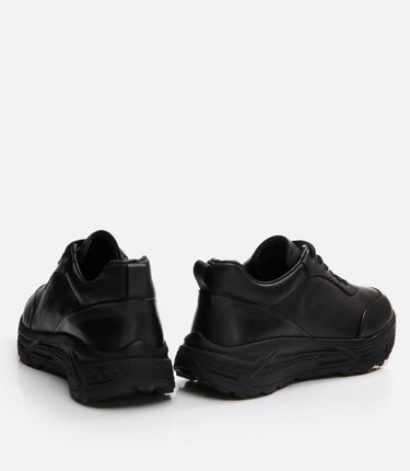  Erkek Deri Siyah Spor Ayakkabı