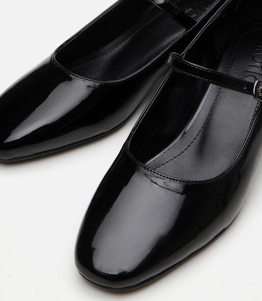  Kadın Mary Jane Siyah Kalın Topuklu Ayakkabı