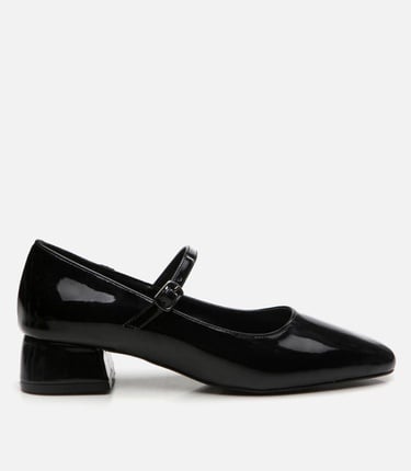  Kadın Mary Jane Siyah Kalın Topuklu Ayakkabı