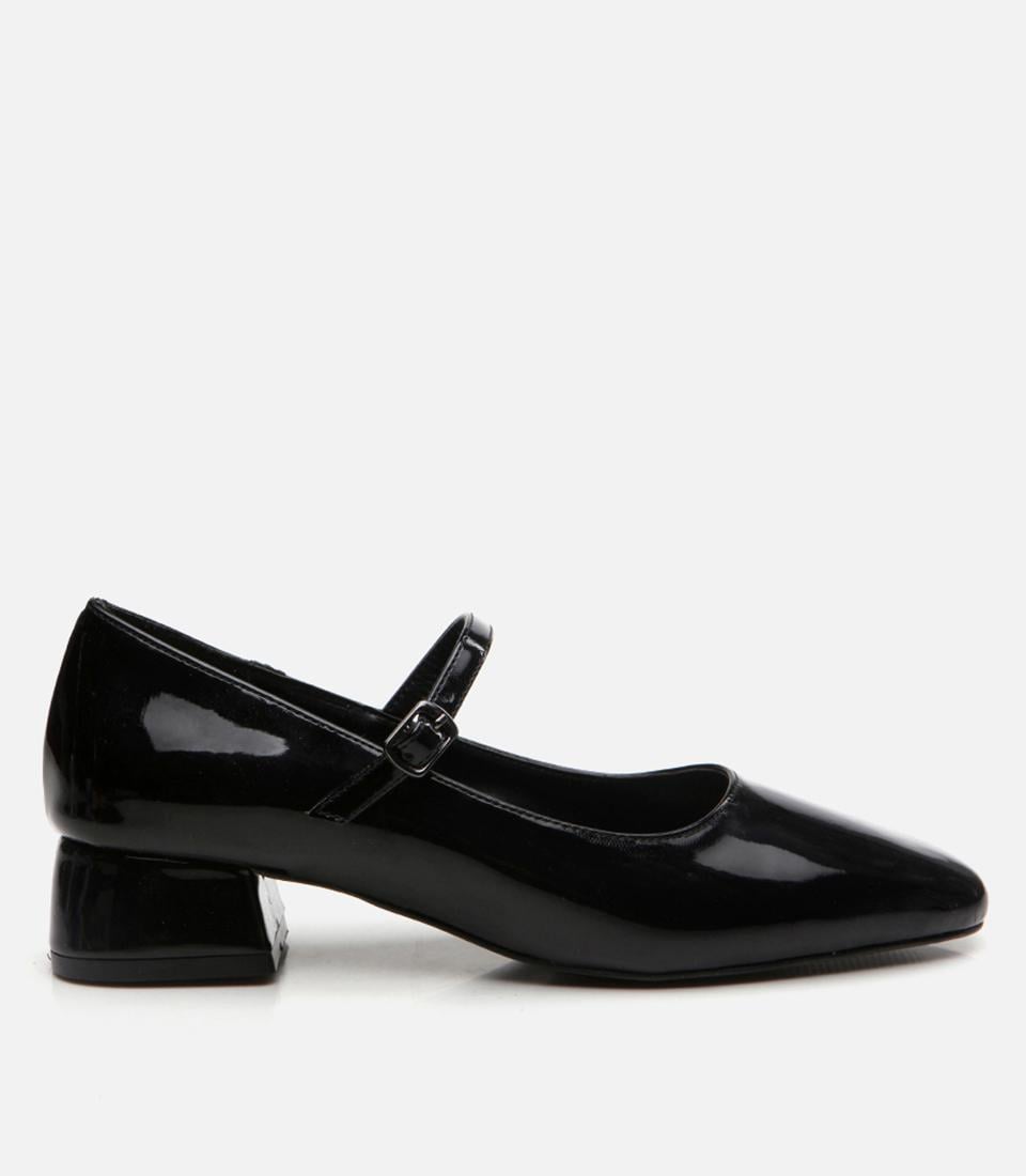  Kadın Mary Jane Siyah Kalın Topuklu Ayakkabı
