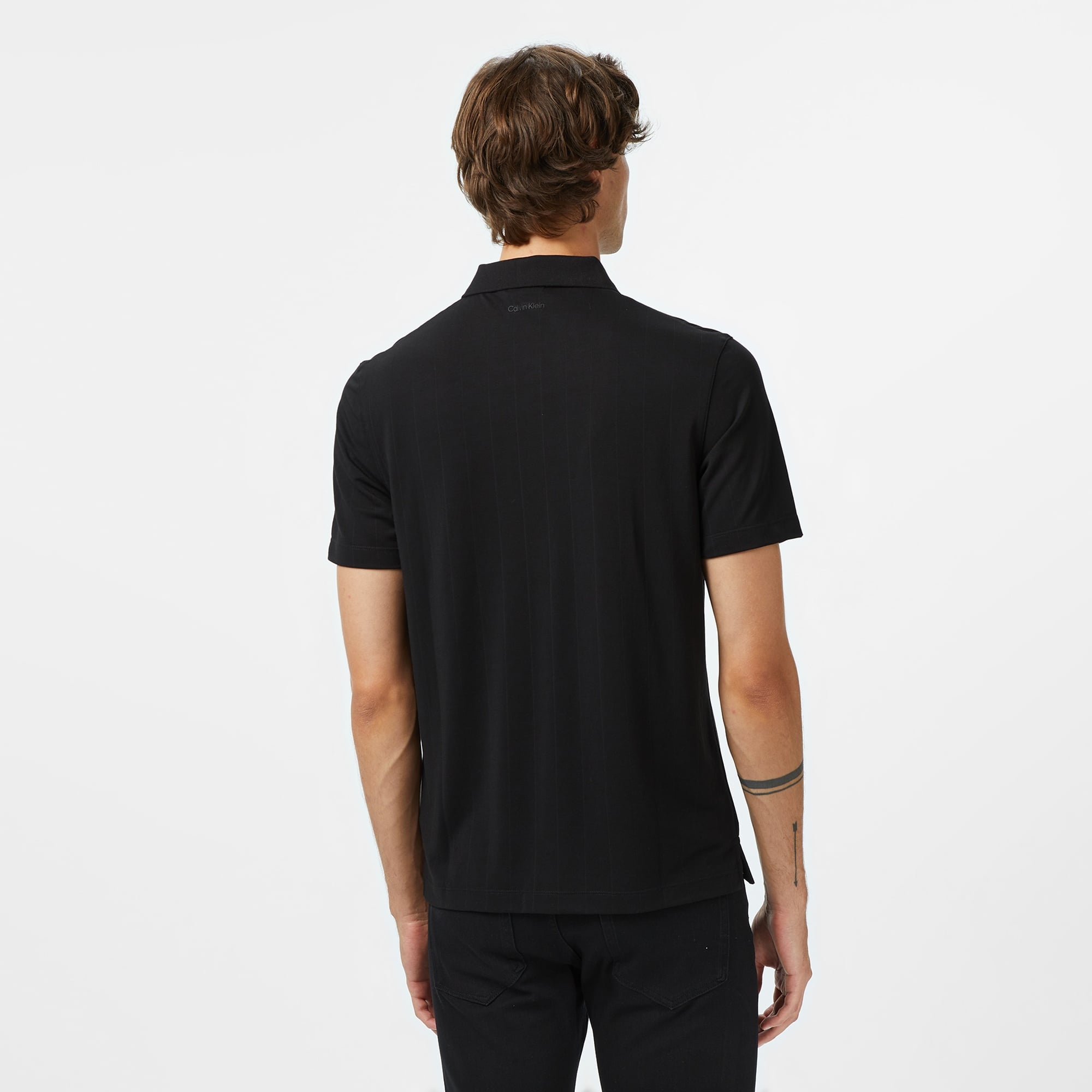 Calvin Klein Stripe Jacquard Erkek Siyah Polo