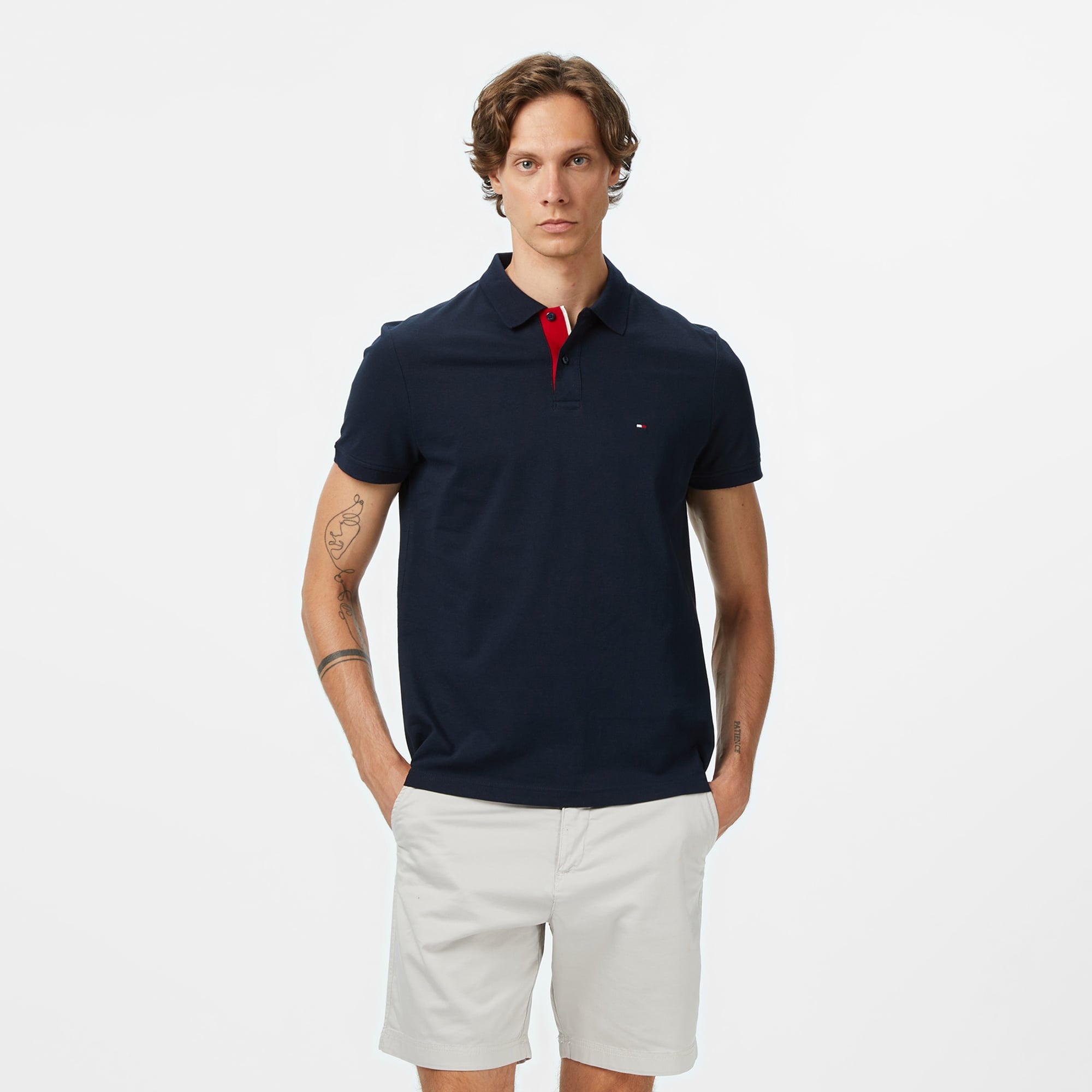 Tommy Hilfiger Contrast Collar Erkek Lacivert Polo Yaka T-Shirt