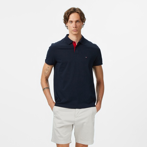  Tommy Hilfiger Contrast Collar Erkek Lacivert Polo Yaka T-Shirt