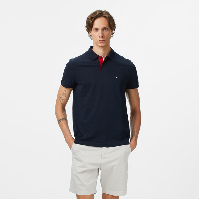  Tommy Hilfiger Contrast Collar Erkek Lacivert Polo Yaka T-Shirt