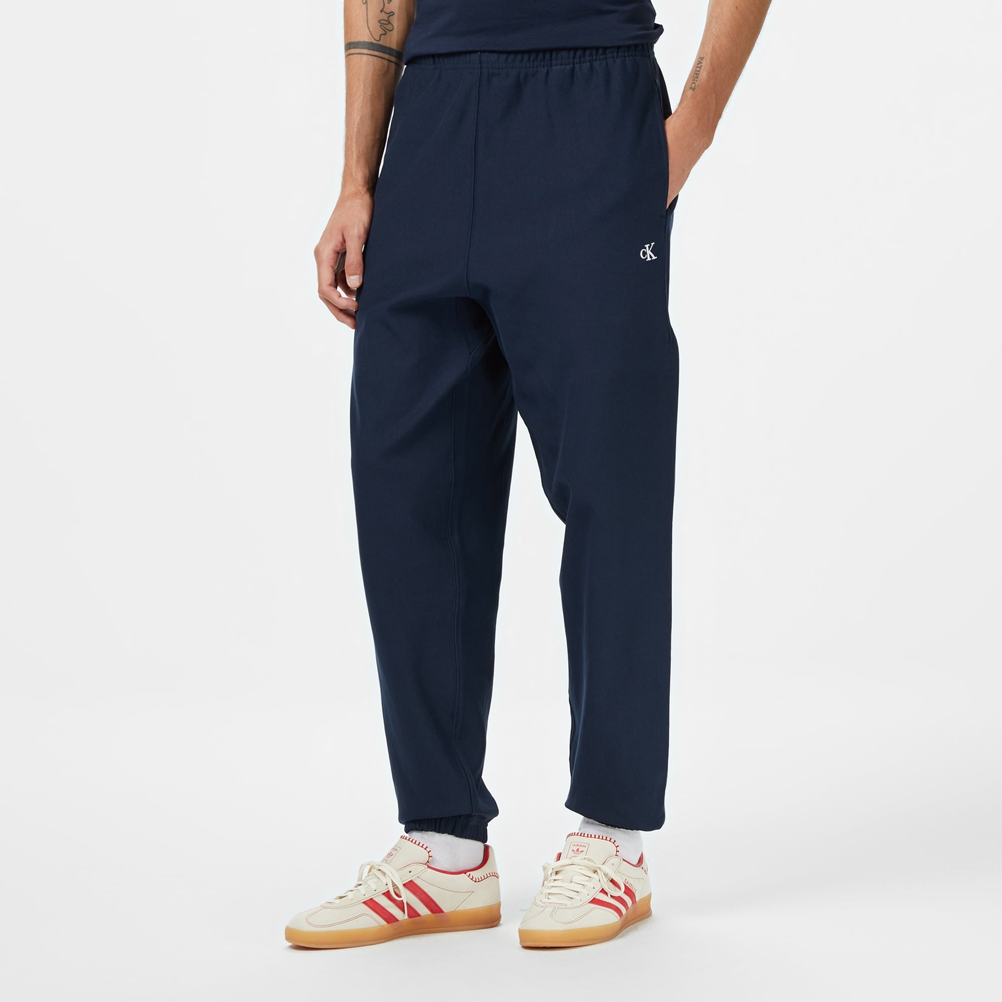 Calvin Klein Premium Terry Monogram Jogger Erkek Mavi Eşofman Altı