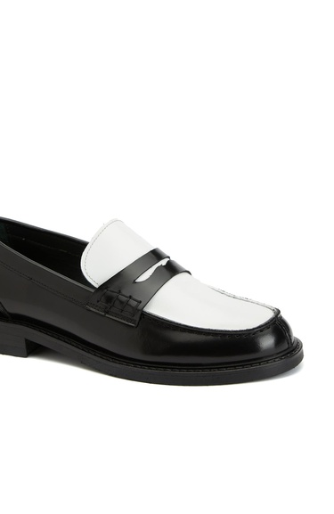  George Hogg Kadın Siyah Beyaz Deri Loafer
