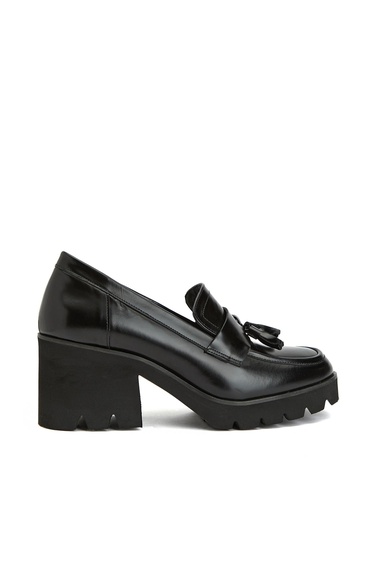  Divarese Kadın Siyah Deri Loafer