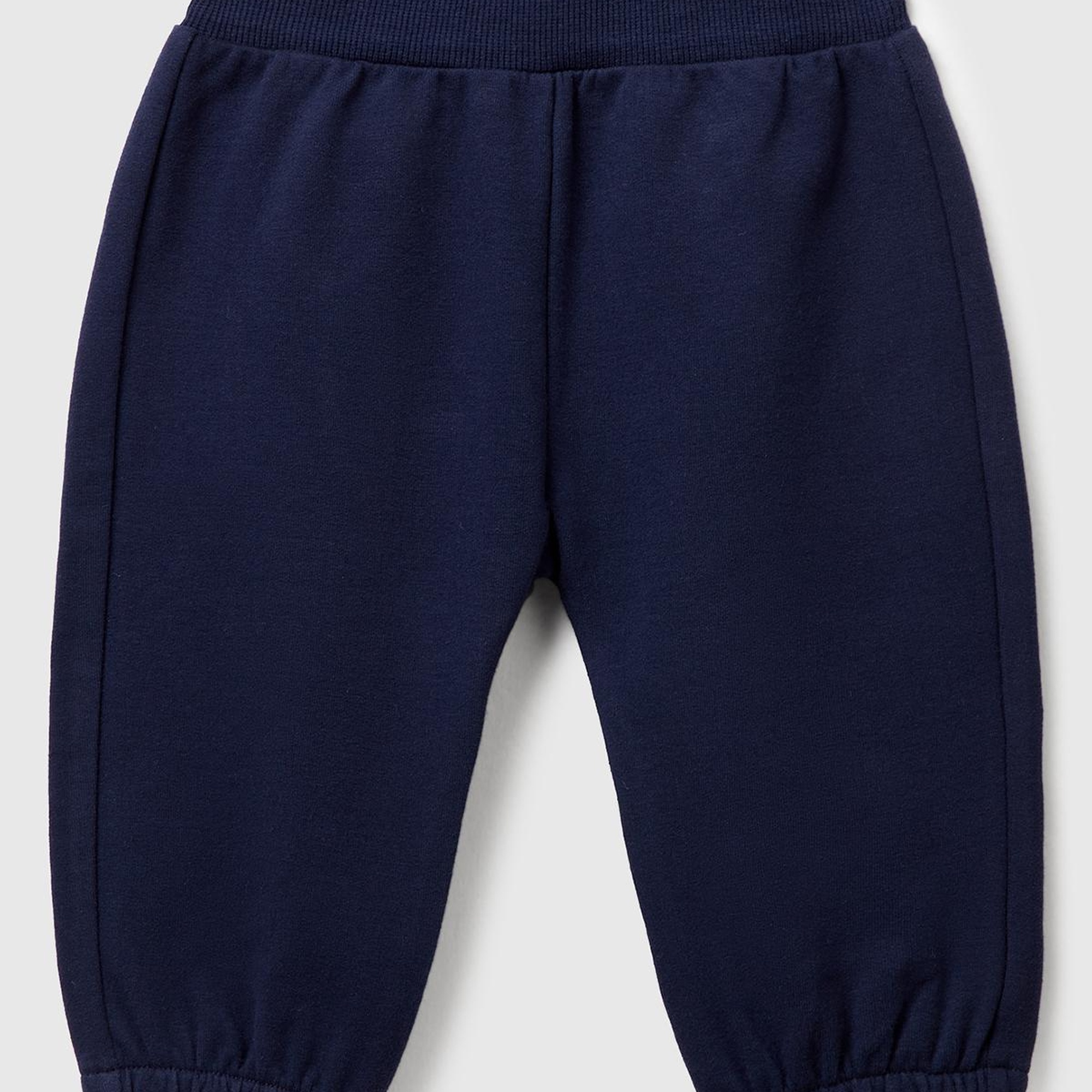 Bebek Lacivert Altı Kulaklı ve Hayvan İşlemeli Ribanalı Eşofman Altı