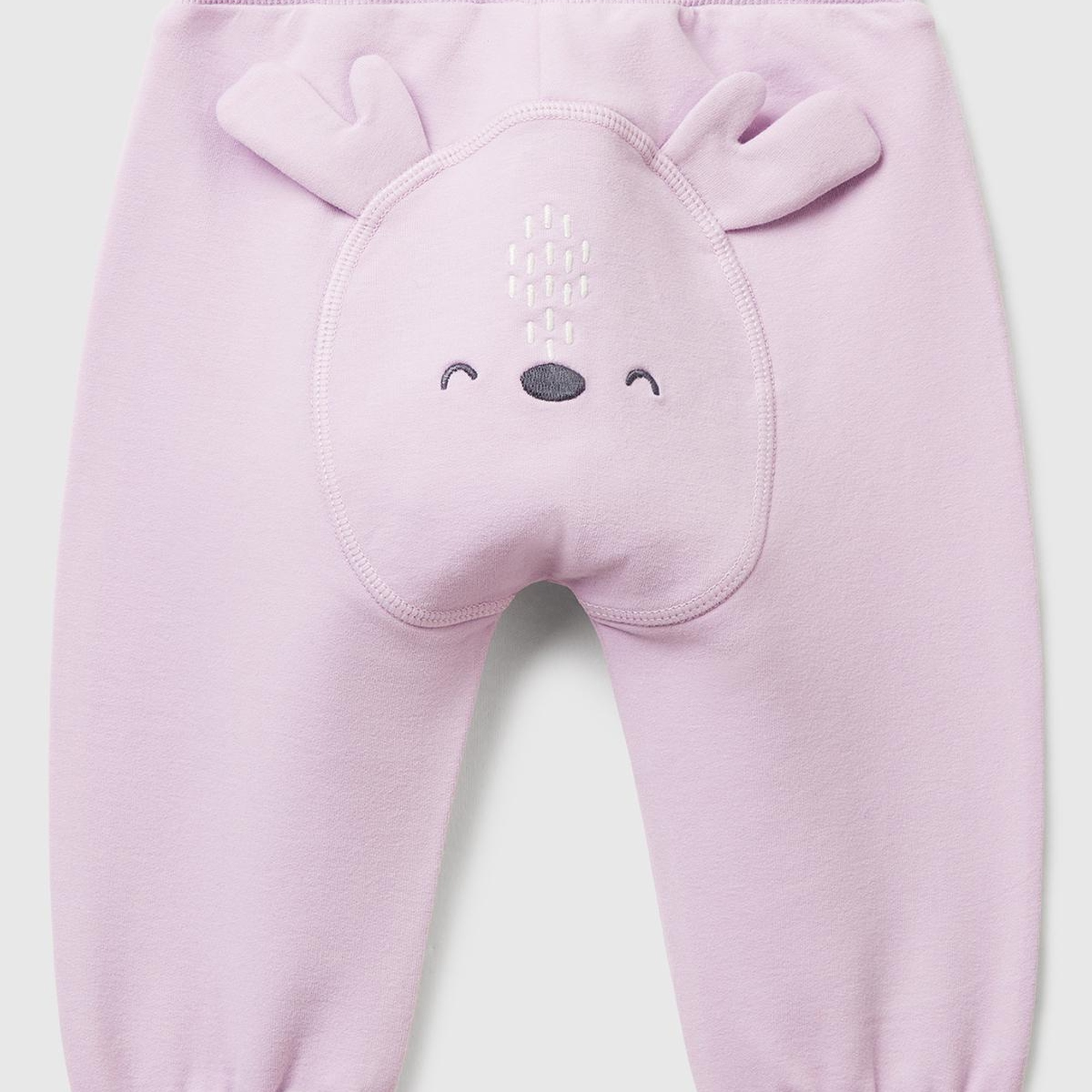 Bebek Lila Altı Kulaklı ve Hayvan İşlemeli Ribanalı Eşofman Altı