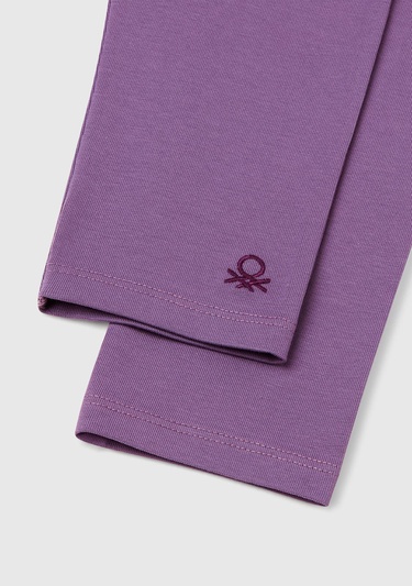  Kız Çocuk Mor Benetton Logolu Uzun Tayt