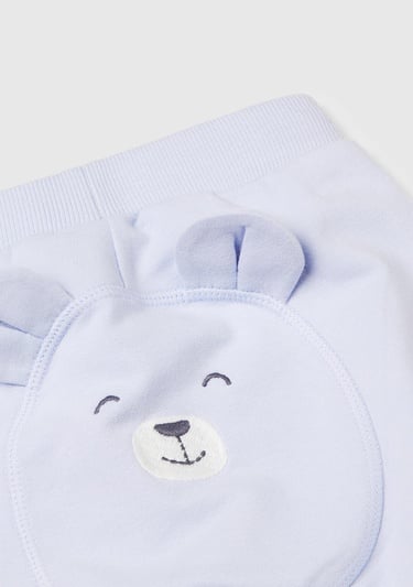  Bebek Açık Mavi Altı Kulaklı ve Hayvan İşlemeli Ribanalı Eşofman Altı