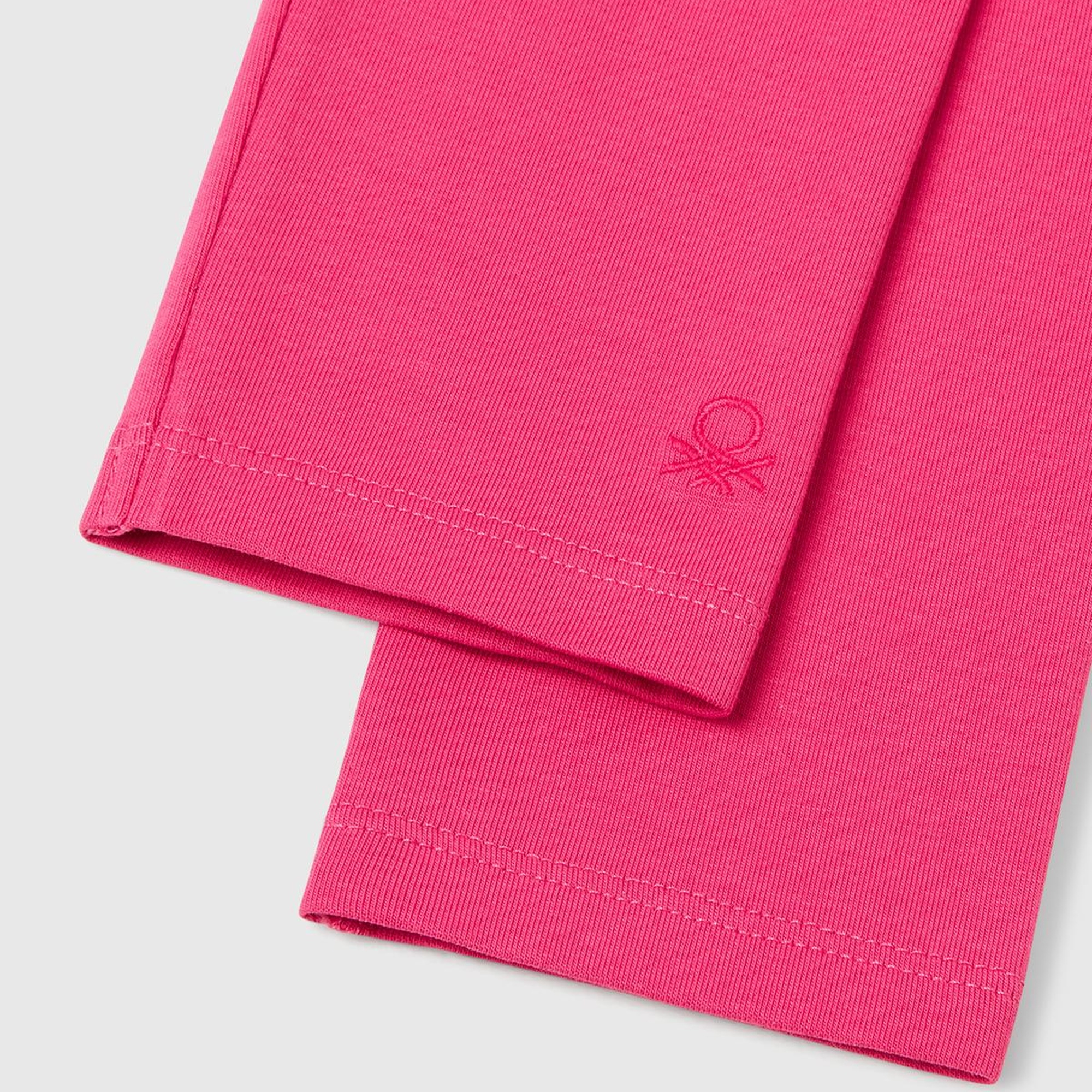 Kız Çocuk Pembe Benetton Logolu Uzun Tayt