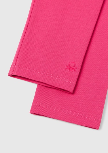  Kız Çocuk Pembe Benetton Logolu Uzun Tayt
