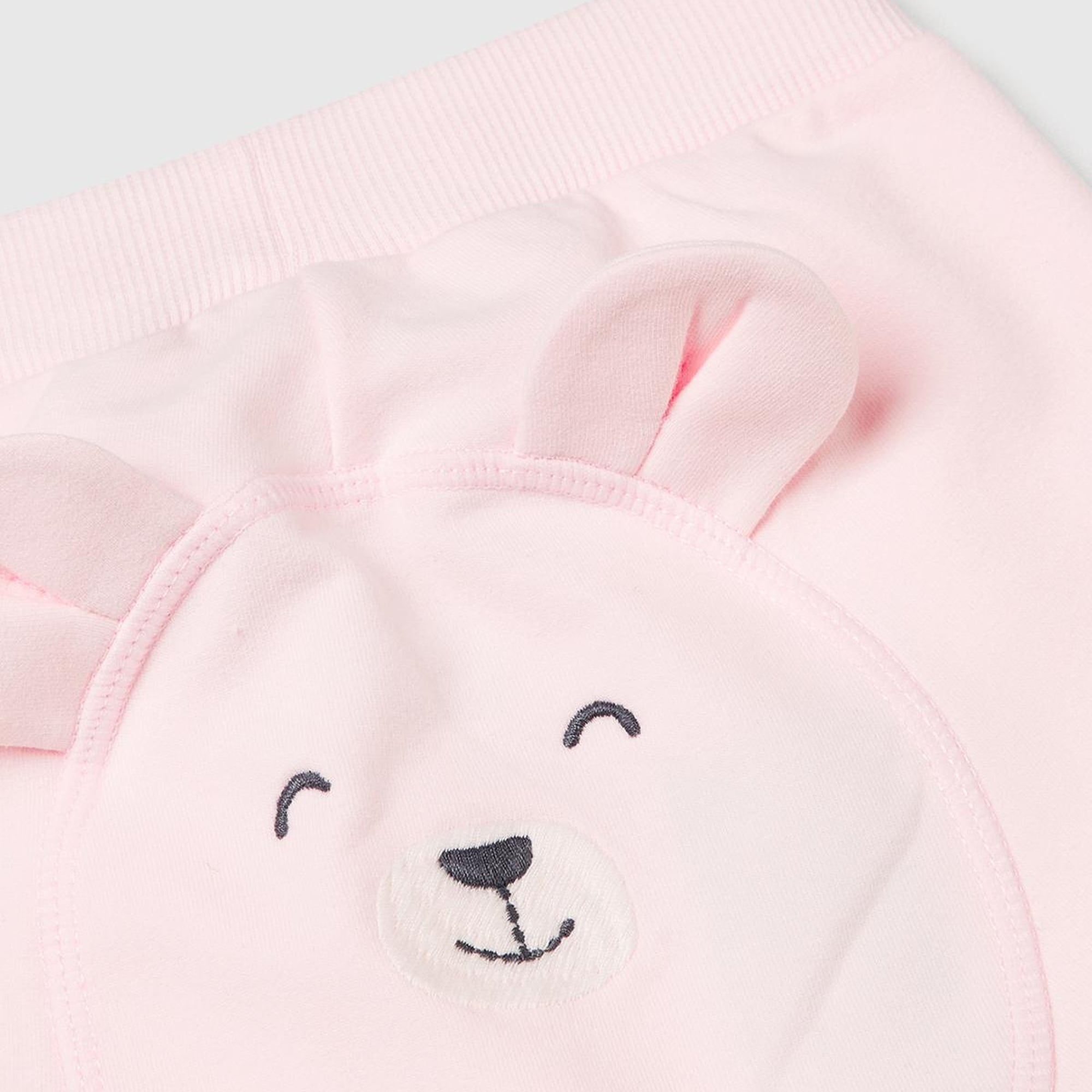 Bebek Pembe Altı Kulaklı ve Hayvan İşlemeli Ribanalı Eşofman Altı