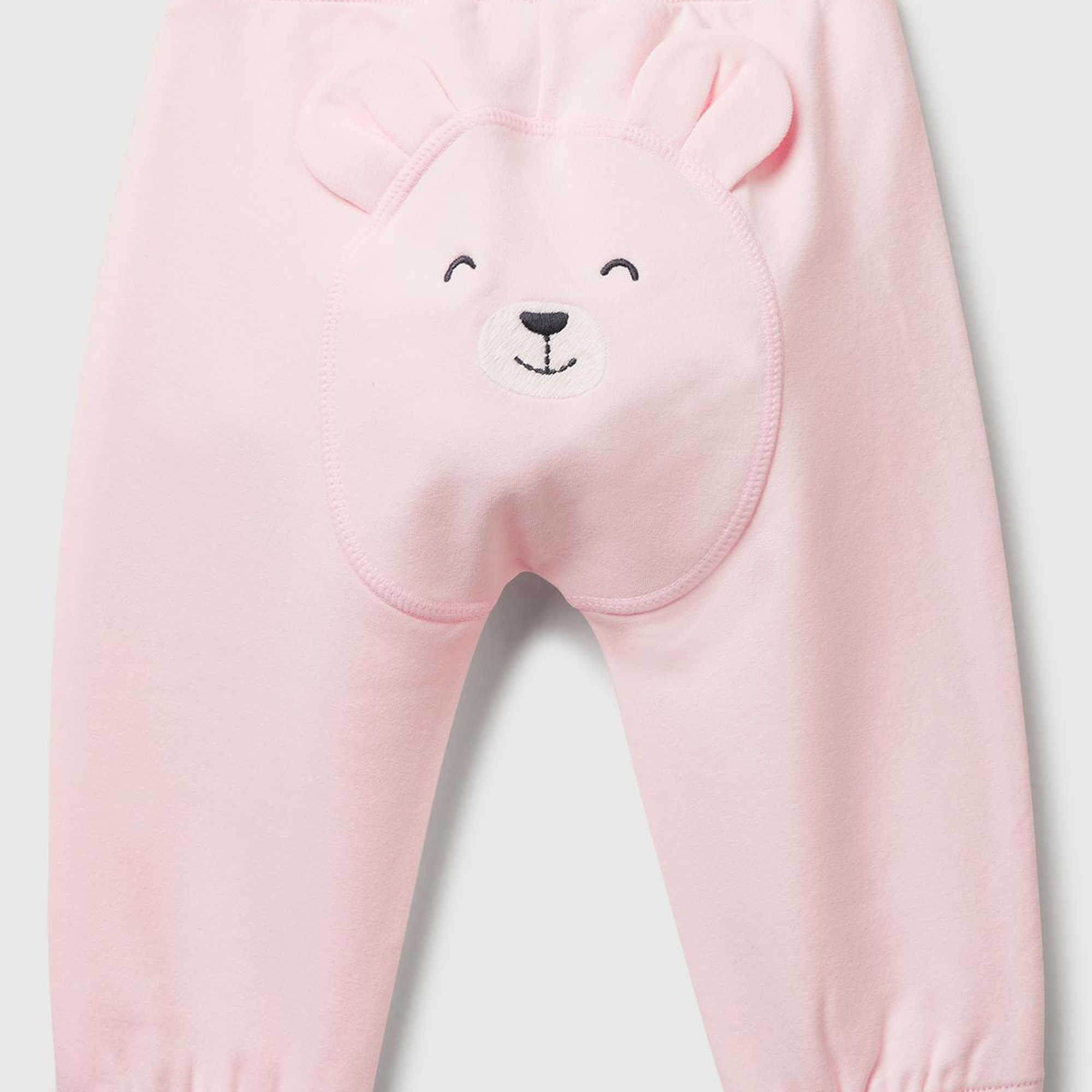 Bebek Pembe Altı Kulaklı ve Hayvan İşlemeli Ribanalı Eşofman Altı