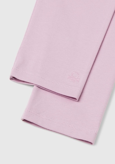  Kız Çocuk Lila Benetton Logolu Uzun Tayt