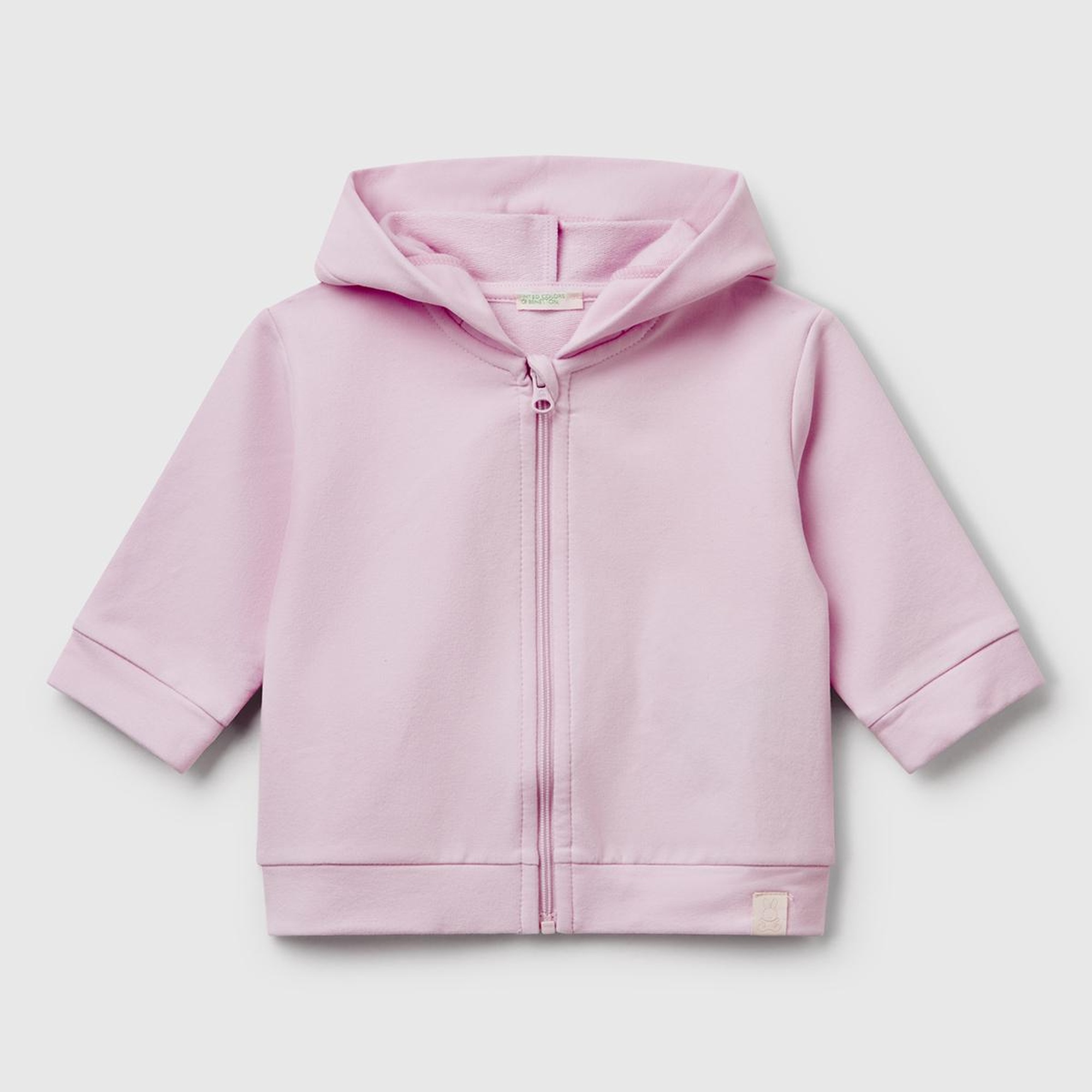 Bebek Lila Logo Etiketli Fermuarlı Kulaklı Kapüşonlu Sweatshirt