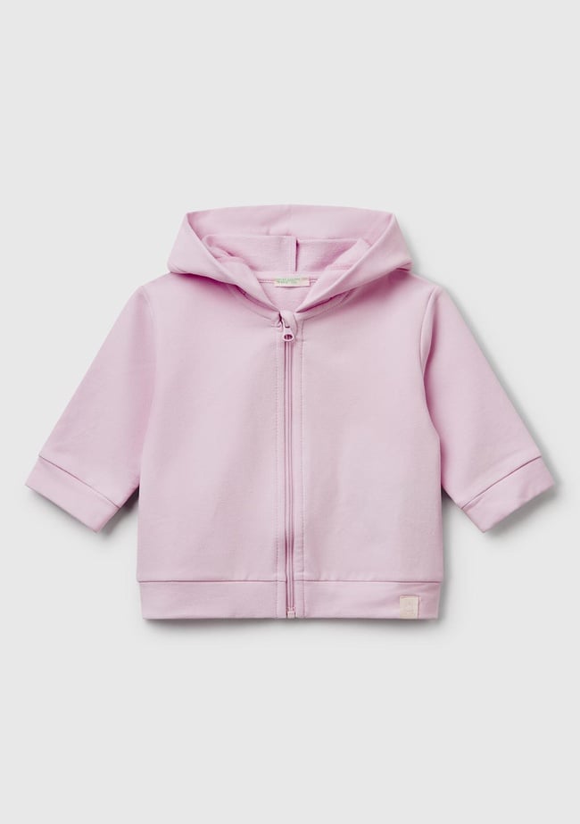  Bebek Lila Logo Etiketli Fermuarlı Kulaklı Kapüşonlu Sweatshirt