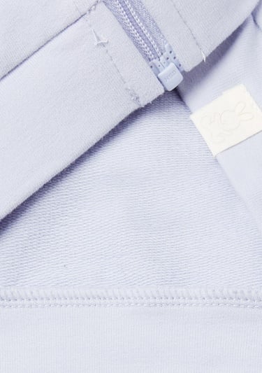  Bebek Açık Mavi Logo Etiketli Fermuarlı Kulaklı Kapüşonlu Sweatshirt