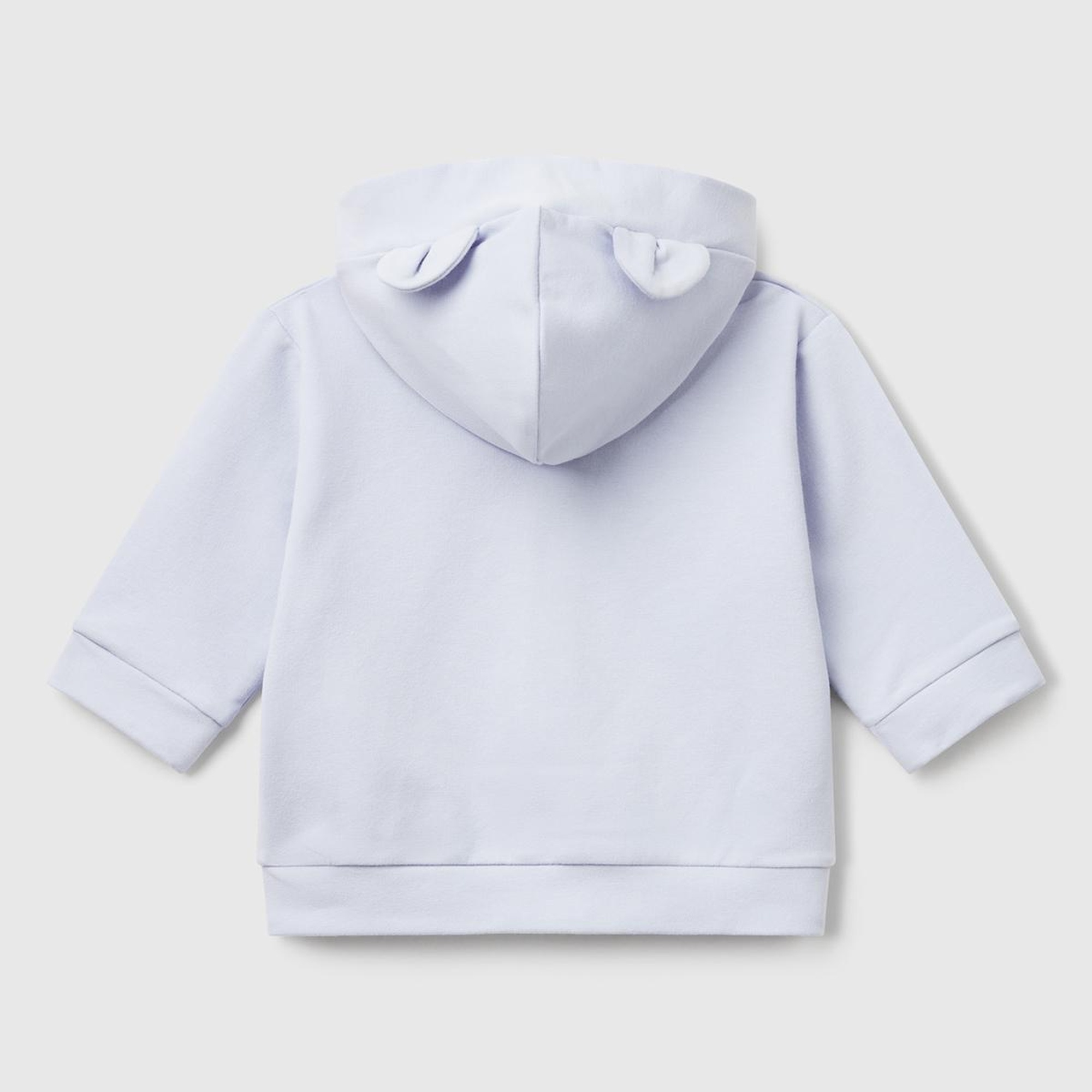 Bebek Açık Mavi Logo Etiketli Fermuarlı Kulaklı Kapüşonlu Sweatshirt