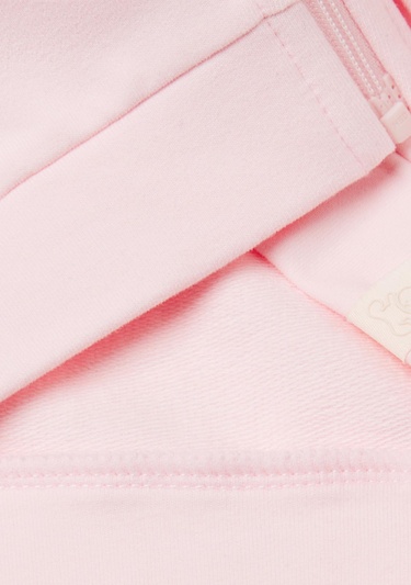  Bebek Pembe Logo Etiketli Fermuarlı Kulaklı Kapüşonlu Sweatshirt