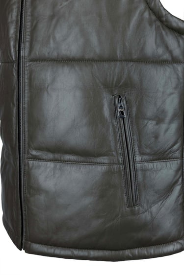  Tamer Tanca Erkek Hakiki Deri Yeşil Yelek Deri Mont