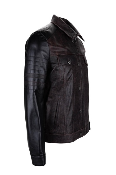  Tamer Tanca Erkek Hakiki Deri Siyah Antik Deri Mont