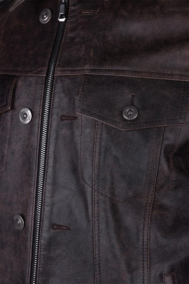  Tamer Tanca Erkek Hakiki Deri Siyah Antik Deri Mont