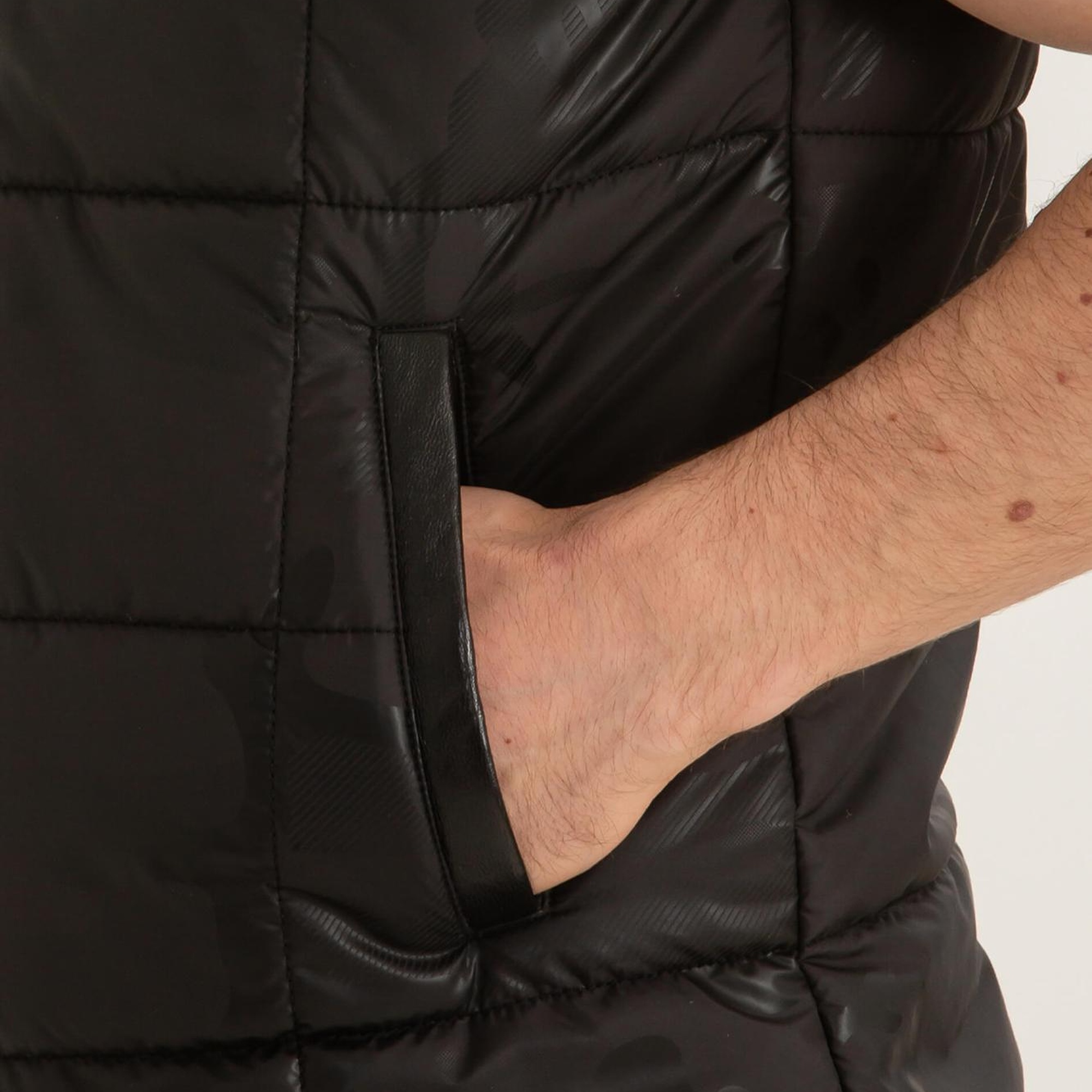 Tamer Tanca Erkek Tekstil Deri Siyah Yelek Deri Mont