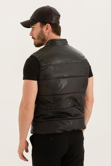  Tamer Tanca Erkek Tekstil Deri Siyah Yelek Deri Mont