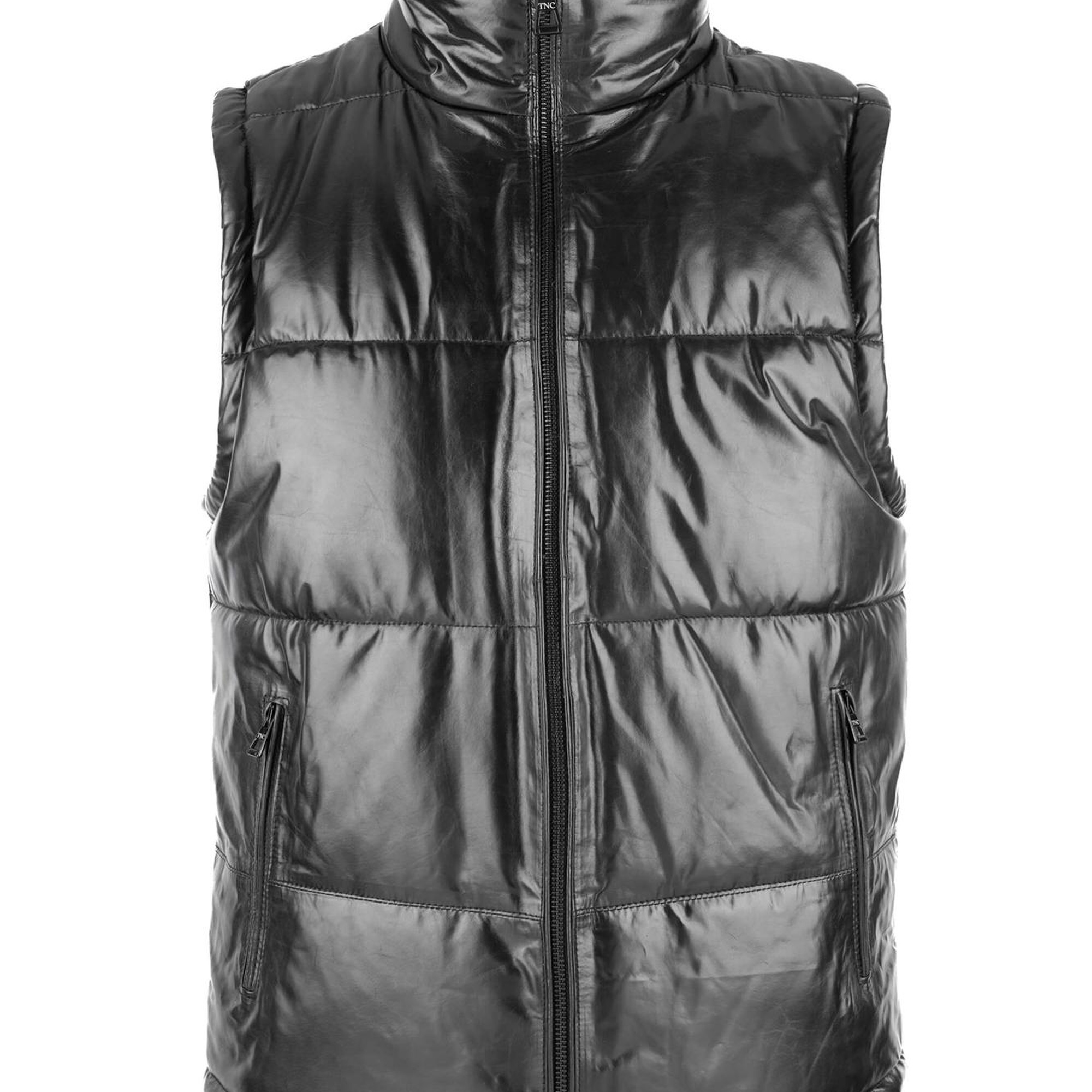 Tamer Tanca Erkek Hakiki Deri Siyah Yelek Deri Mont