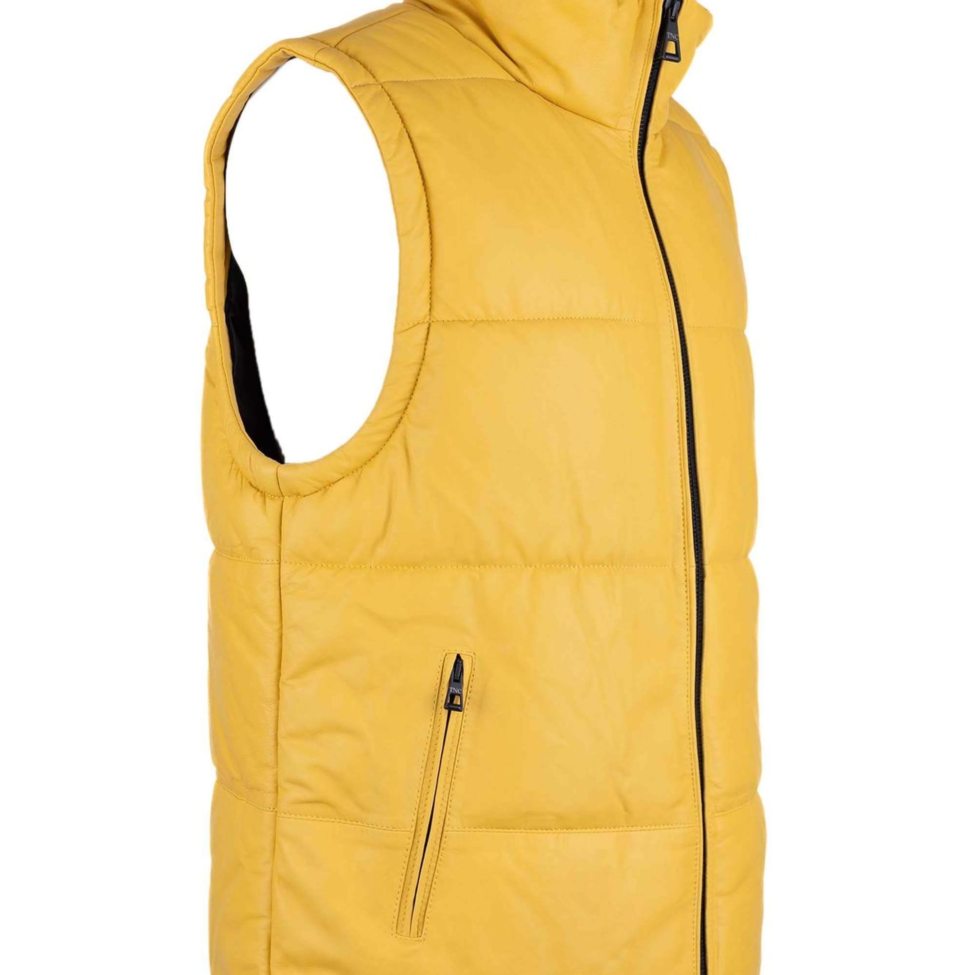 Tamer Tanca Erkek Hakiki Deri Sarı Yelek Deri Mont