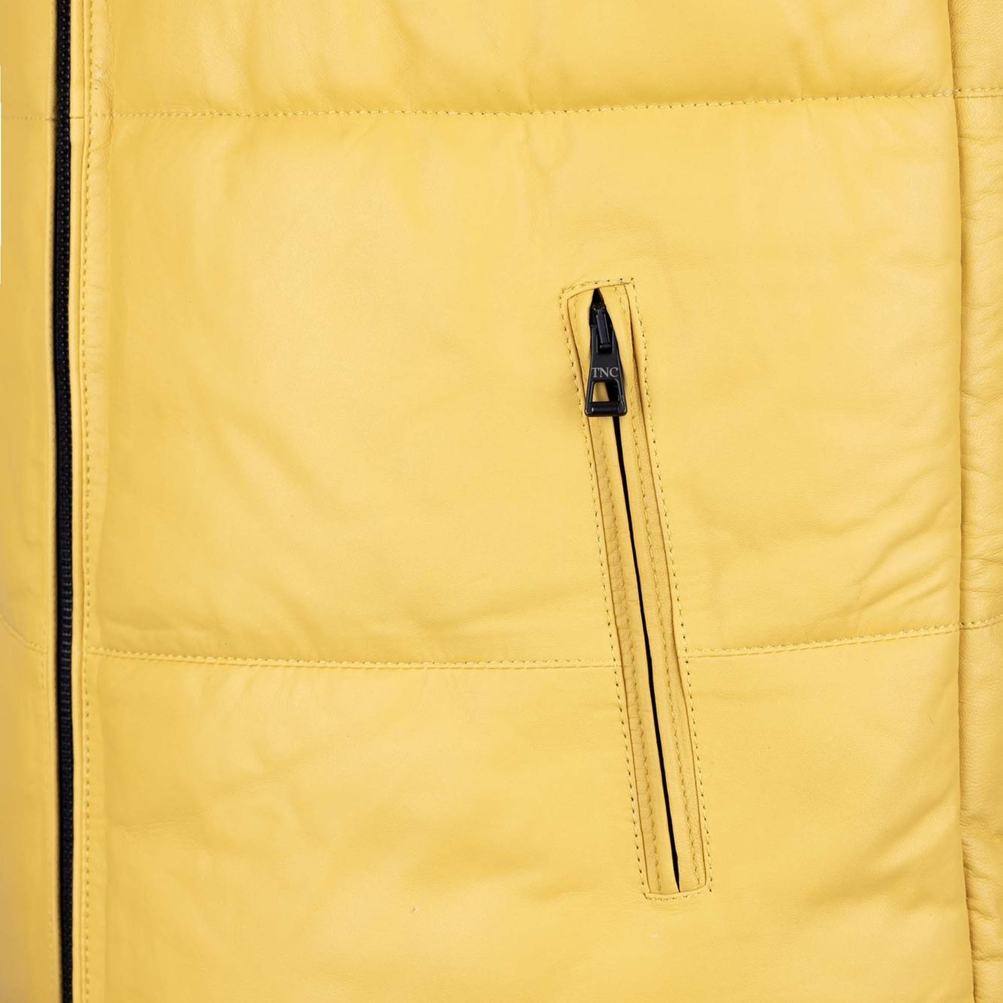 Tamer Tanca Erkek Hakiki Deri Sarı Yelek Deri Mont