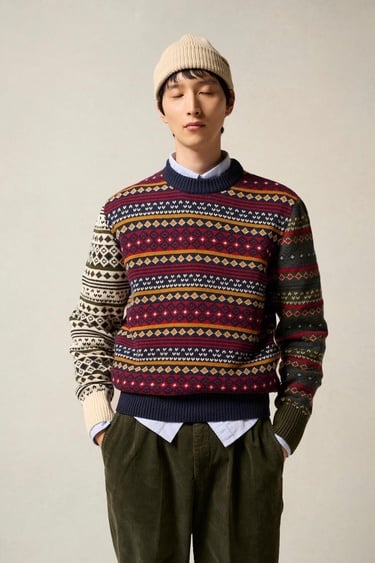  Barbour Patchwork Fair Isle Crew Neck Kazak