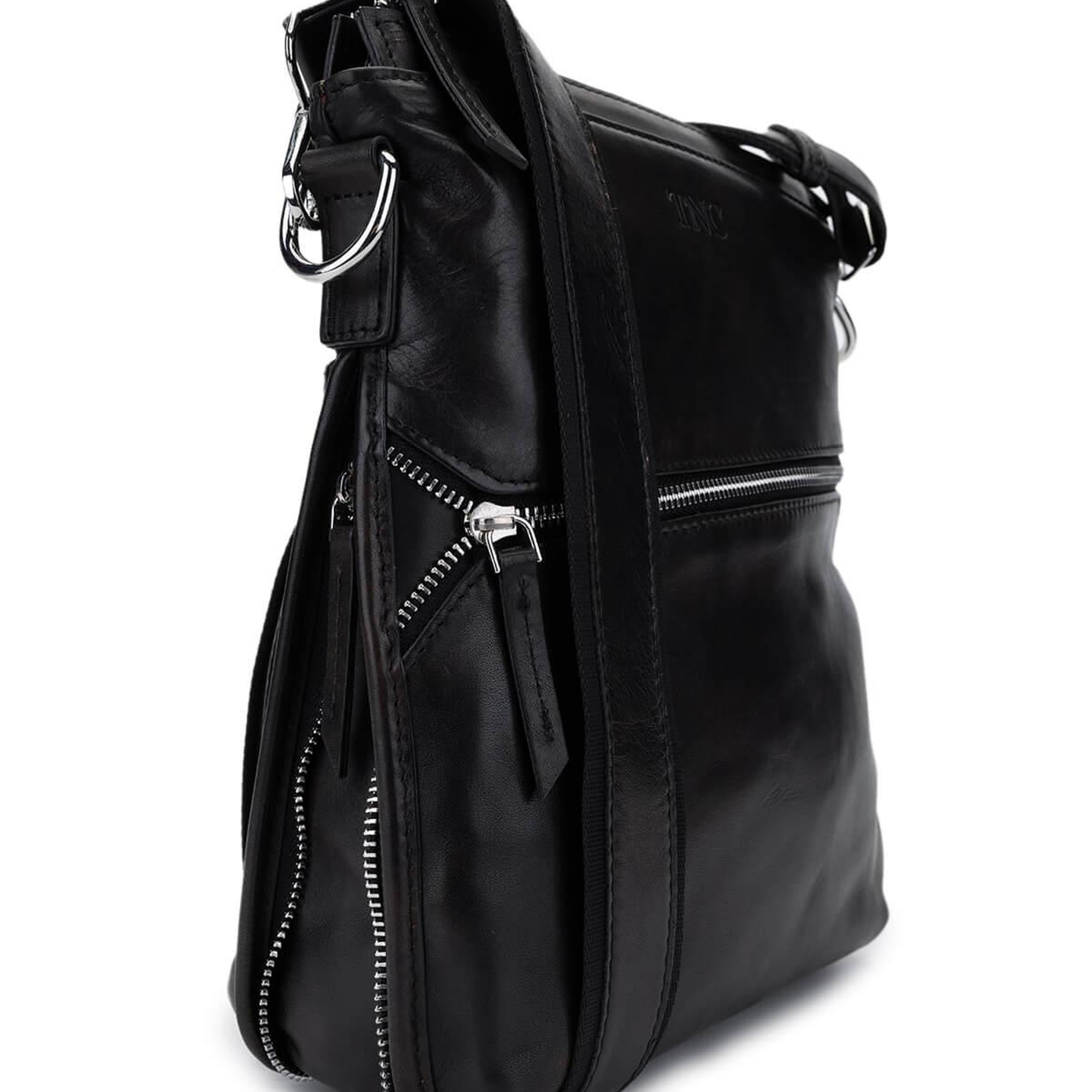 Tamer Tanca Erkek Hakiki Deri Siyah Eskitme Postacı Çanta