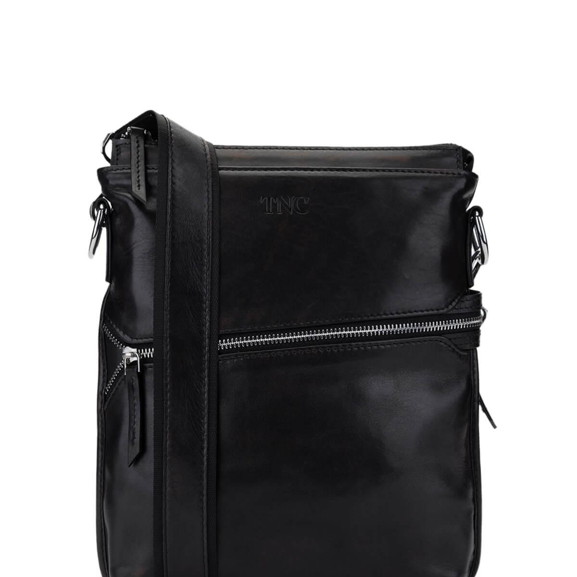 Tamer Tanca Erkek Hakiki Deri Siyah Eskitme Postacı Çanta