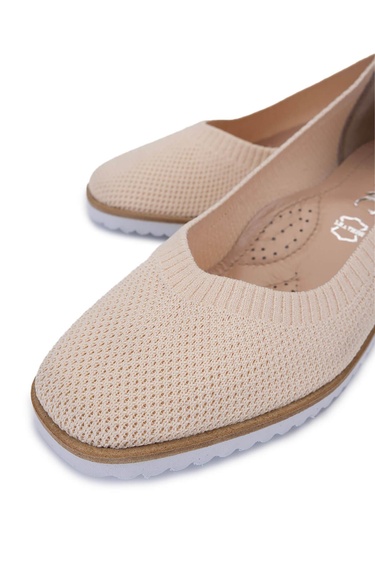  Tamer Tanca Kadın Deri & Tekstil Bej Topuklu Ayakkabı