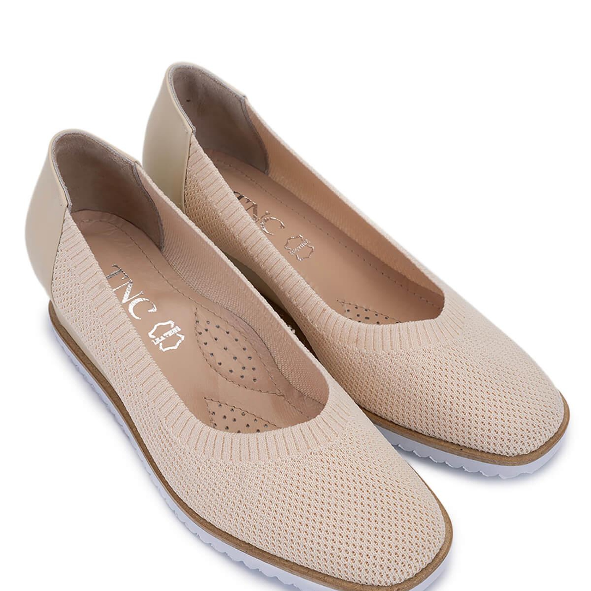 Tamer Tanca Kadın Deri & Tekstil Bej Topuklu Ayakkabı