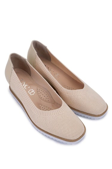  Tamer Tanca Kadın Deri & Tekstil Bej Topuklu Ayakkabı