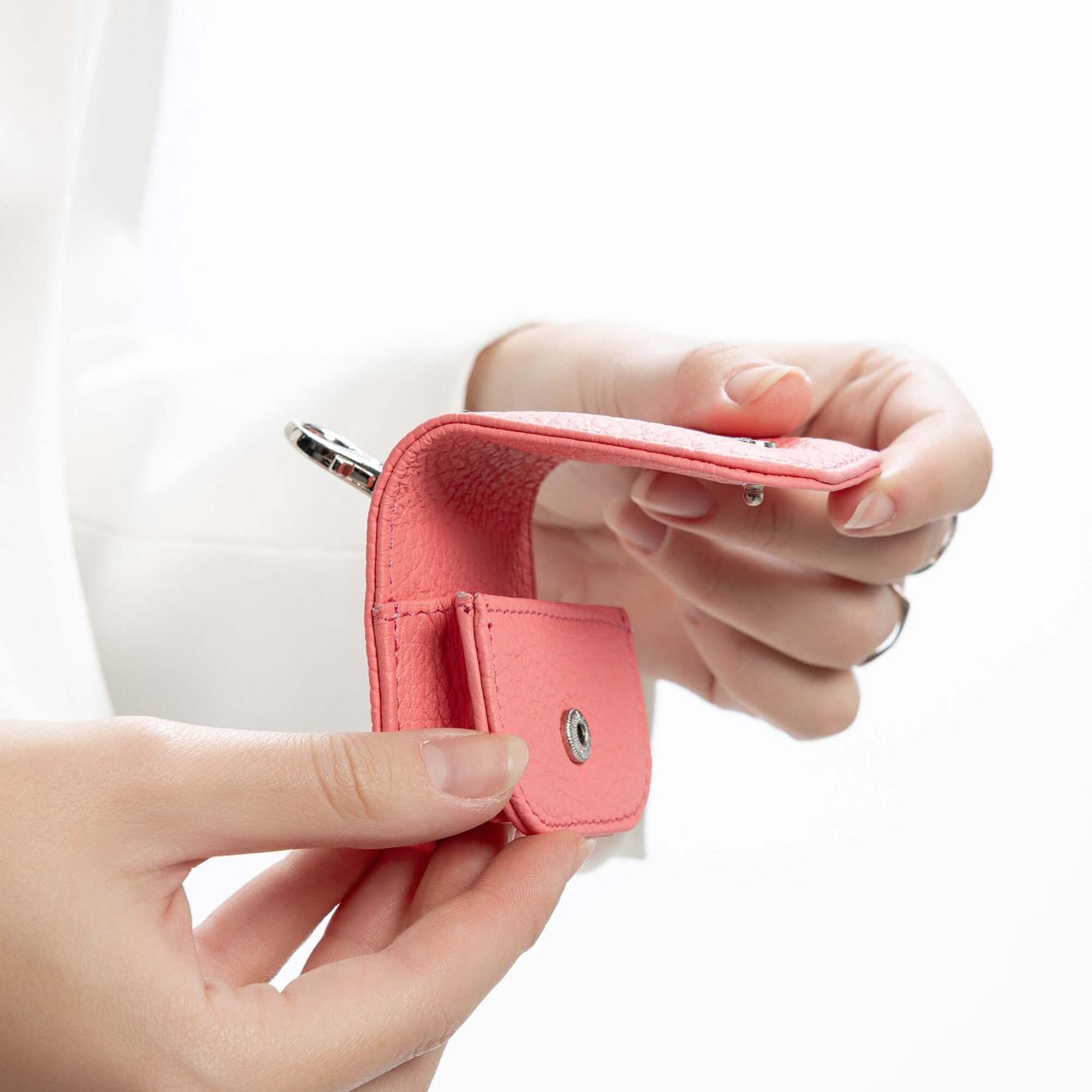 Tamer Tanca Unisex Hakiki Deri Pembe AİRPODS KILIFI Cuzdan