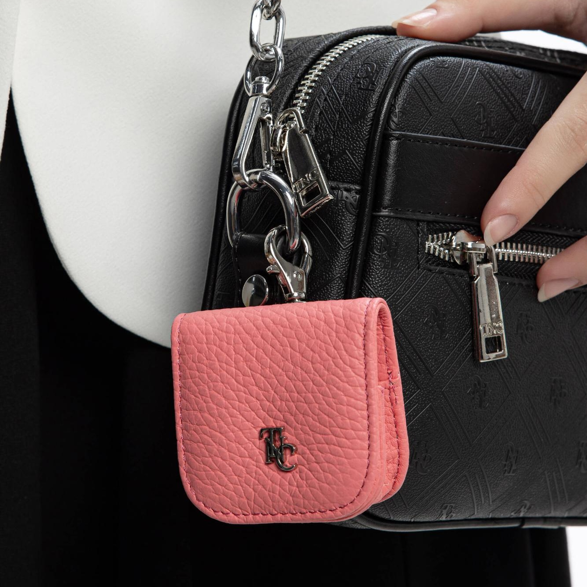 Tamer Tanca Unisex Hakiki Deri Pembe AİRPODS KILIFI Cuzdan