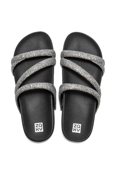  Glitter Tam Ad Kadın Terlik Gri Siyah 35/42