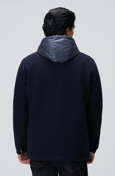  Network Erkek Lacivert Casual Yün Kaban