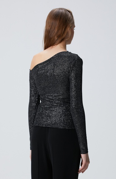  Network Kadın Siyah Simli Örme Bluz