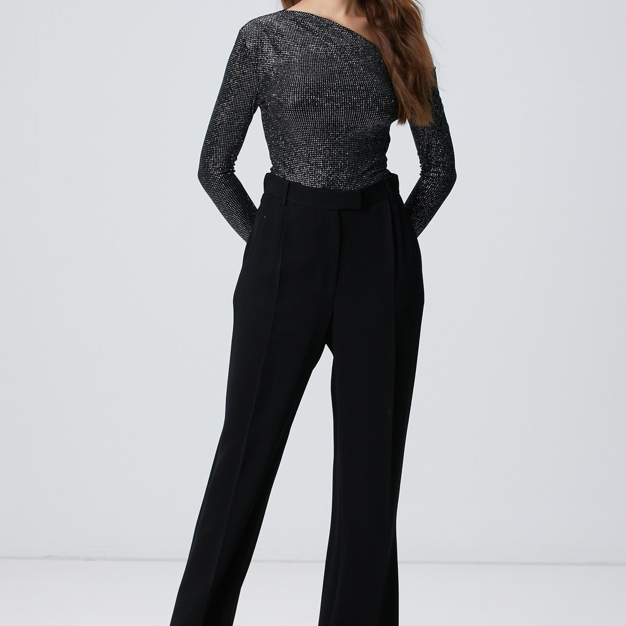 Network Kadın Siyah Simli Örme Bluz