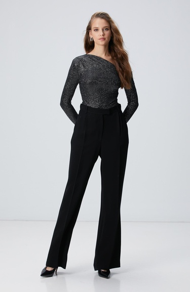  Network Kadın Siyah Simli Örme Bluz