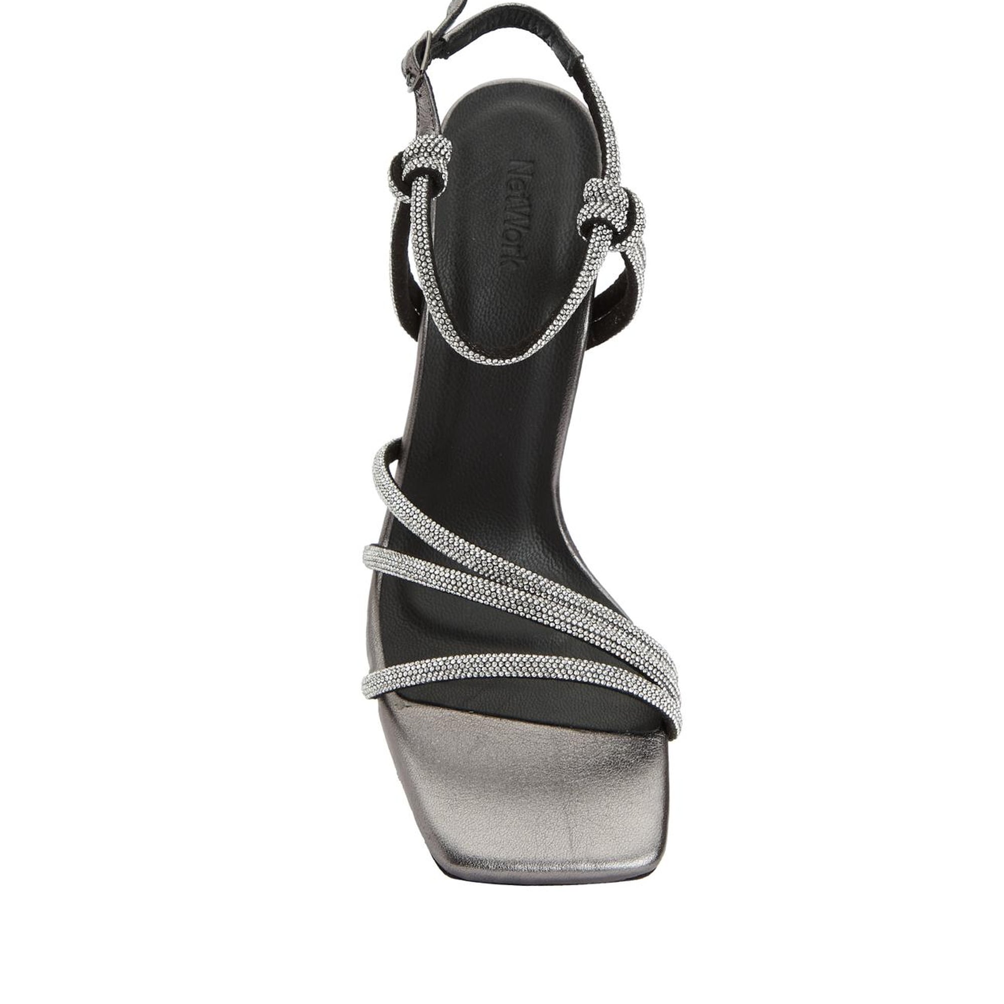 Network Kadın Platin Taşlı Suni Deri Sandalet