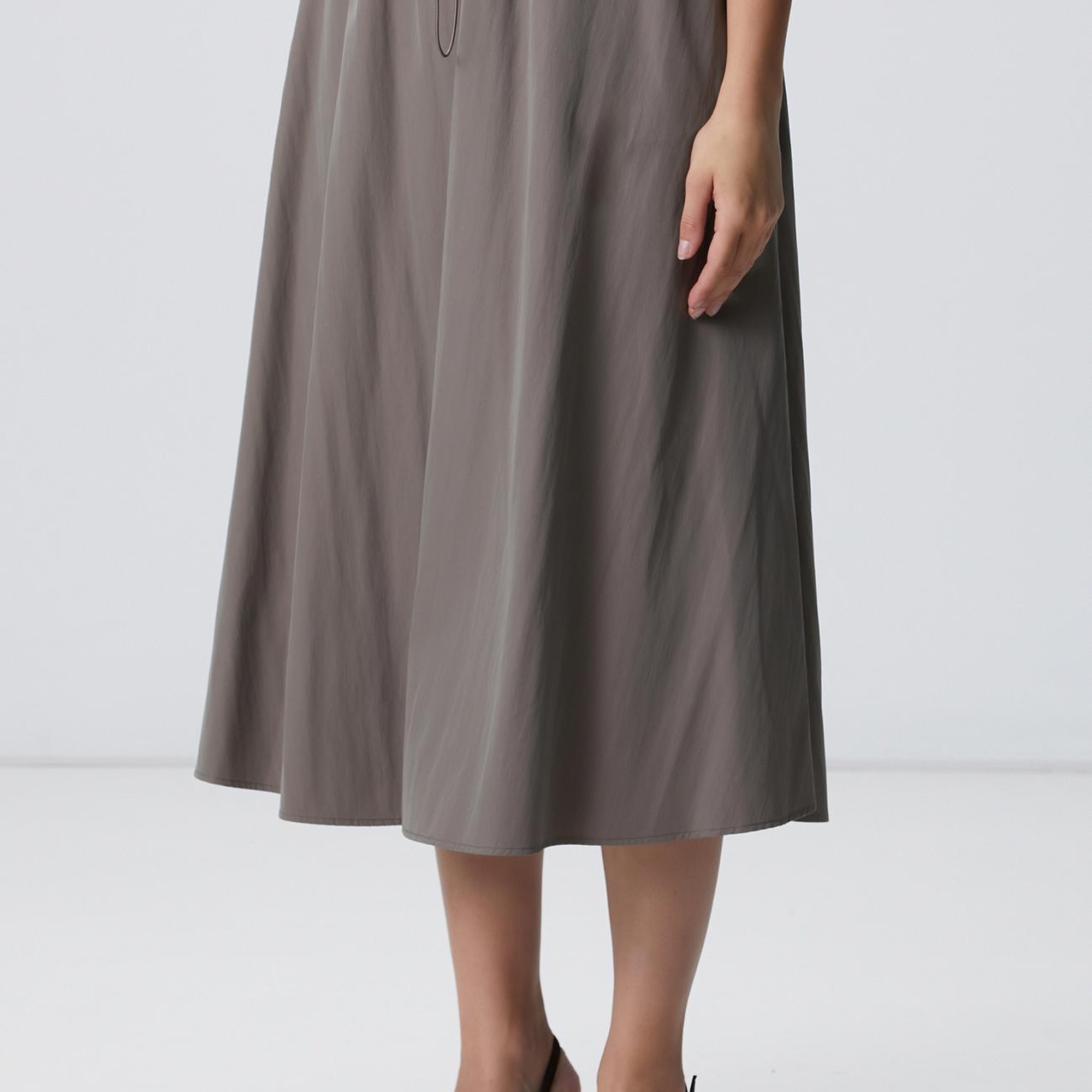 Network Kadın Açık Haki Midi Etek