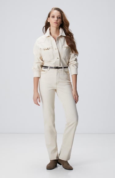  Network Kadın Naturel Aksesuarlı Denim Pantolon